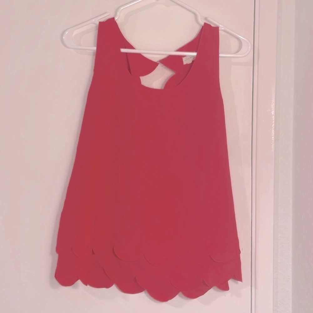 Maison Jules Red Tank Top Scalloped